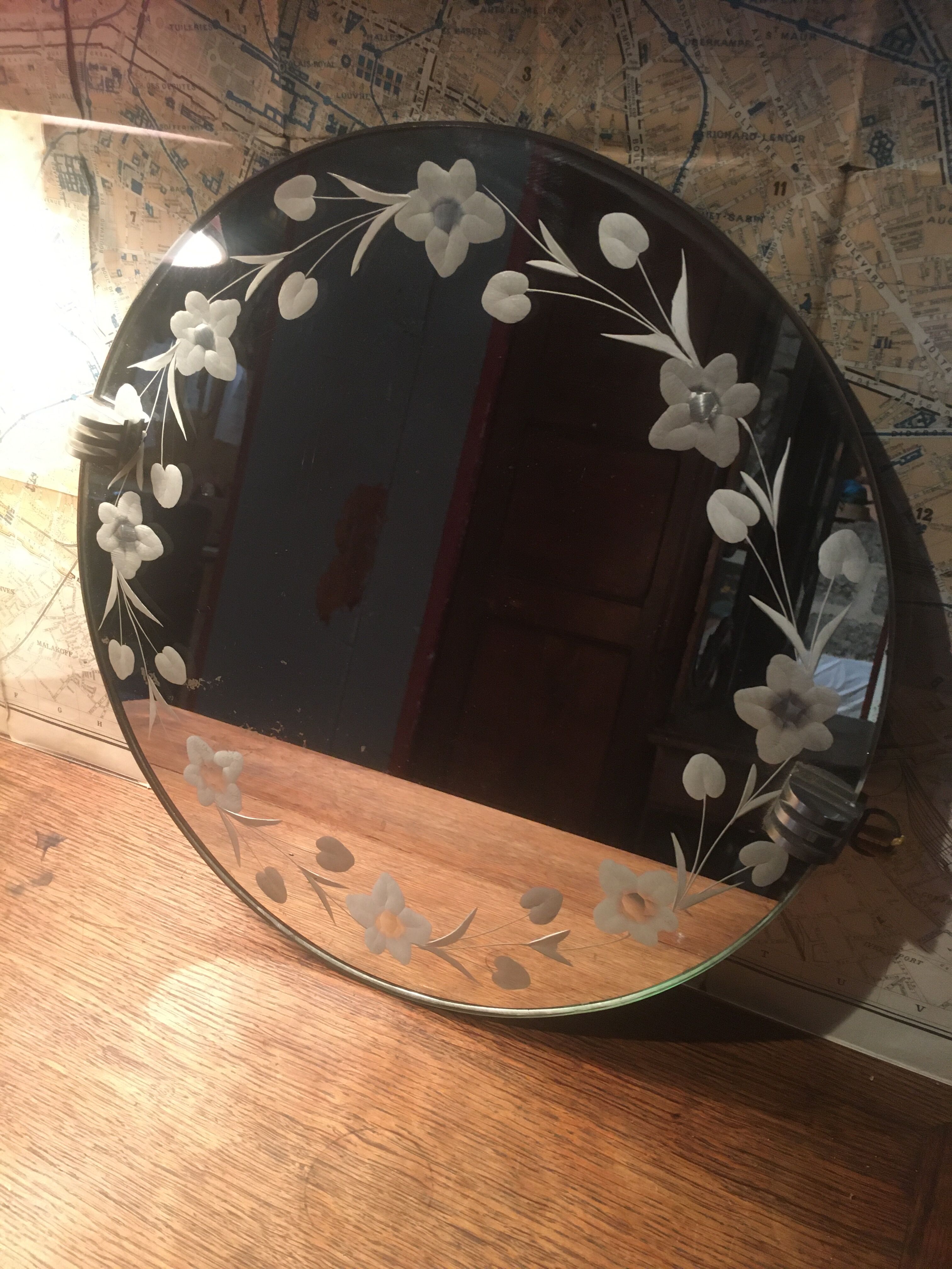 Round mirror art deco style Ø 36