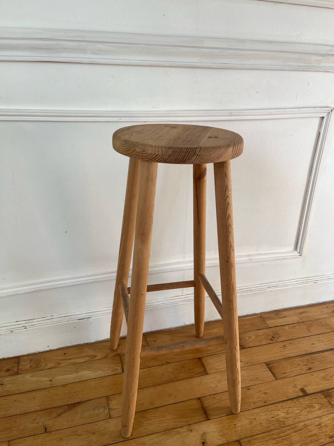 High wooden stool with chalet style