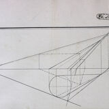 Old drawing - study of geometry - Ecole Royale Polytechnique 1824