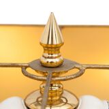 Gold plated desk lamp and brass print