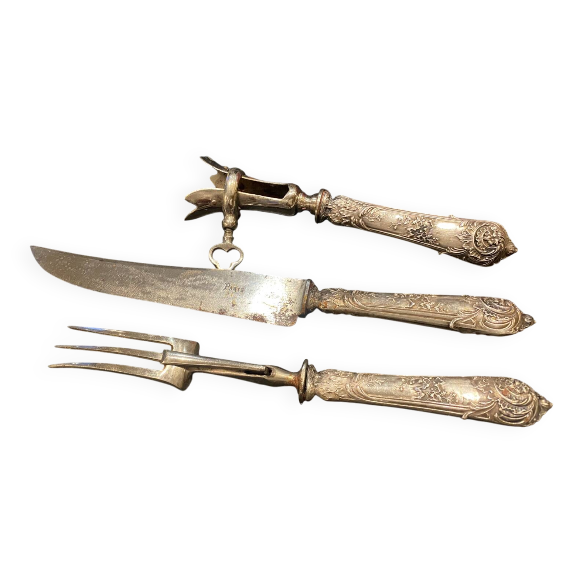 Silver-plated serving cutlery for leg of lamb