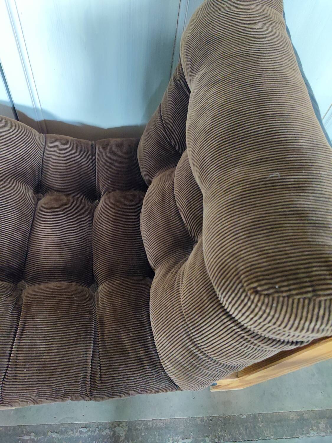Small Scandinavian pine and velvet armchair