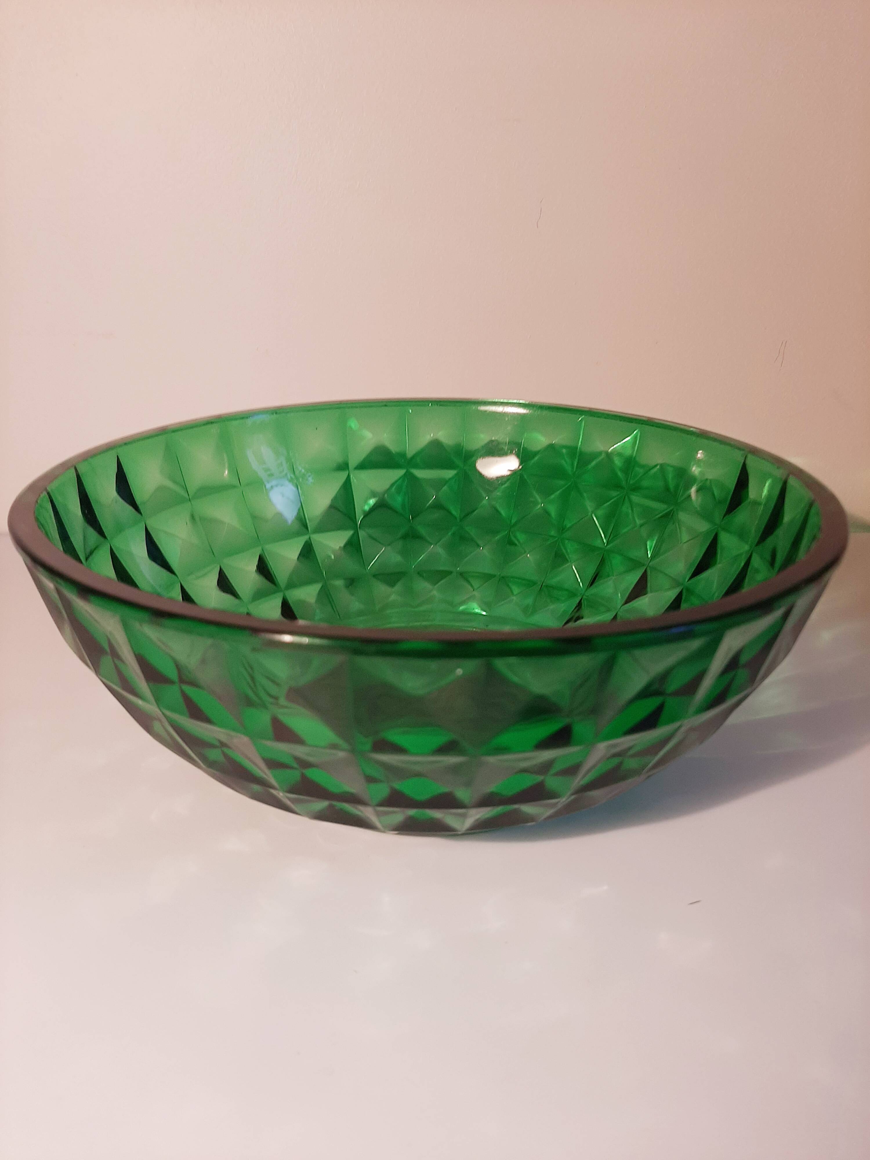 Green glass salad bowl