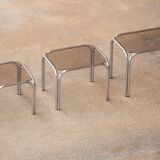 Vintage chrome and glass built-in coffee tables 1970