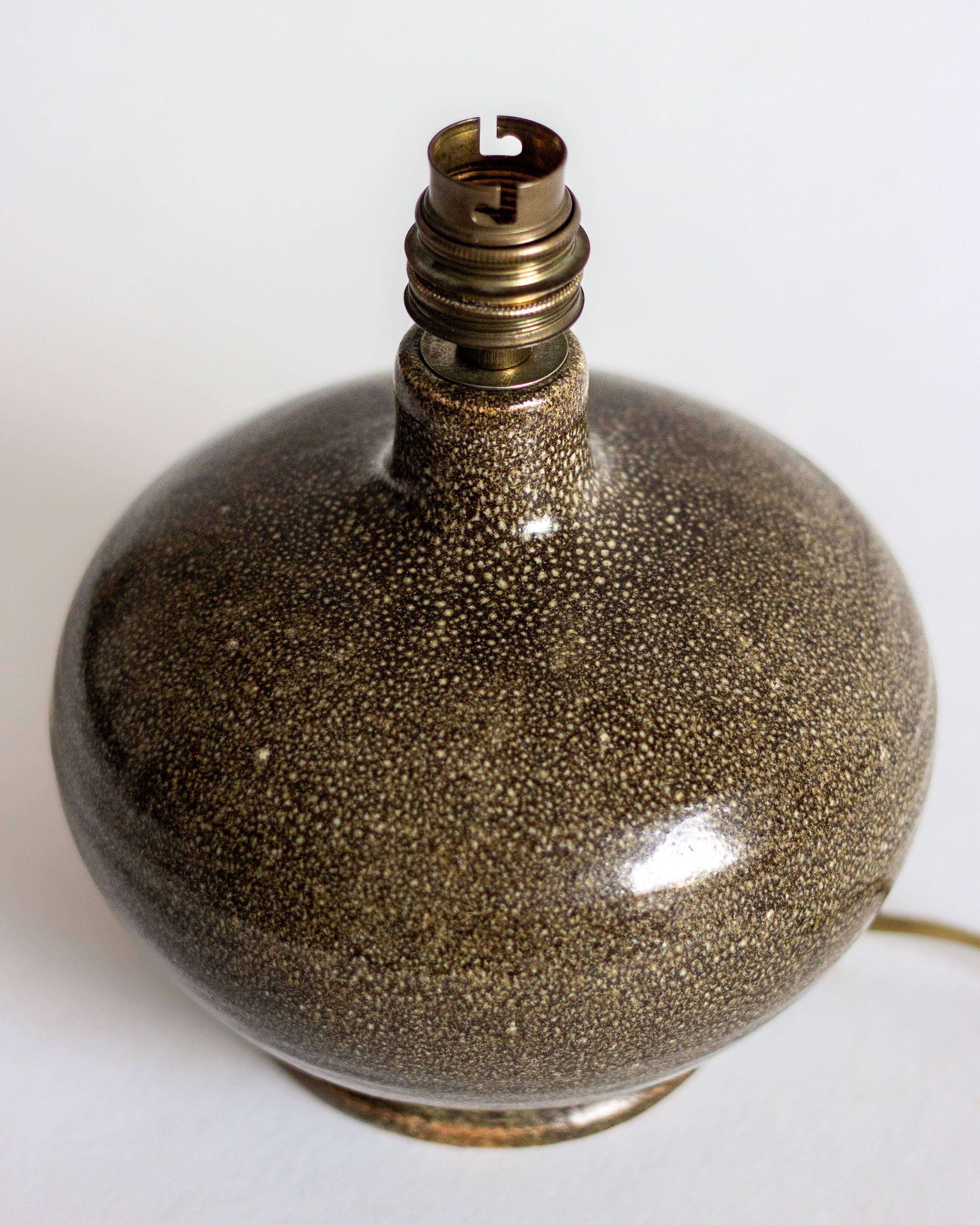 Mouse grey stoneware lamp base, 1960s