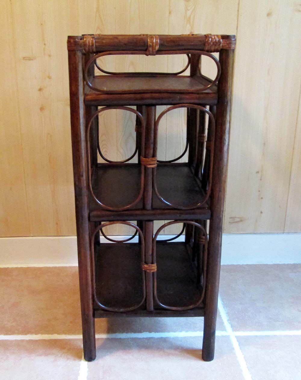 Rattan and wood shelf cabinet