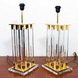 Pair of plexiglass and brass lamps, Italy 1970
