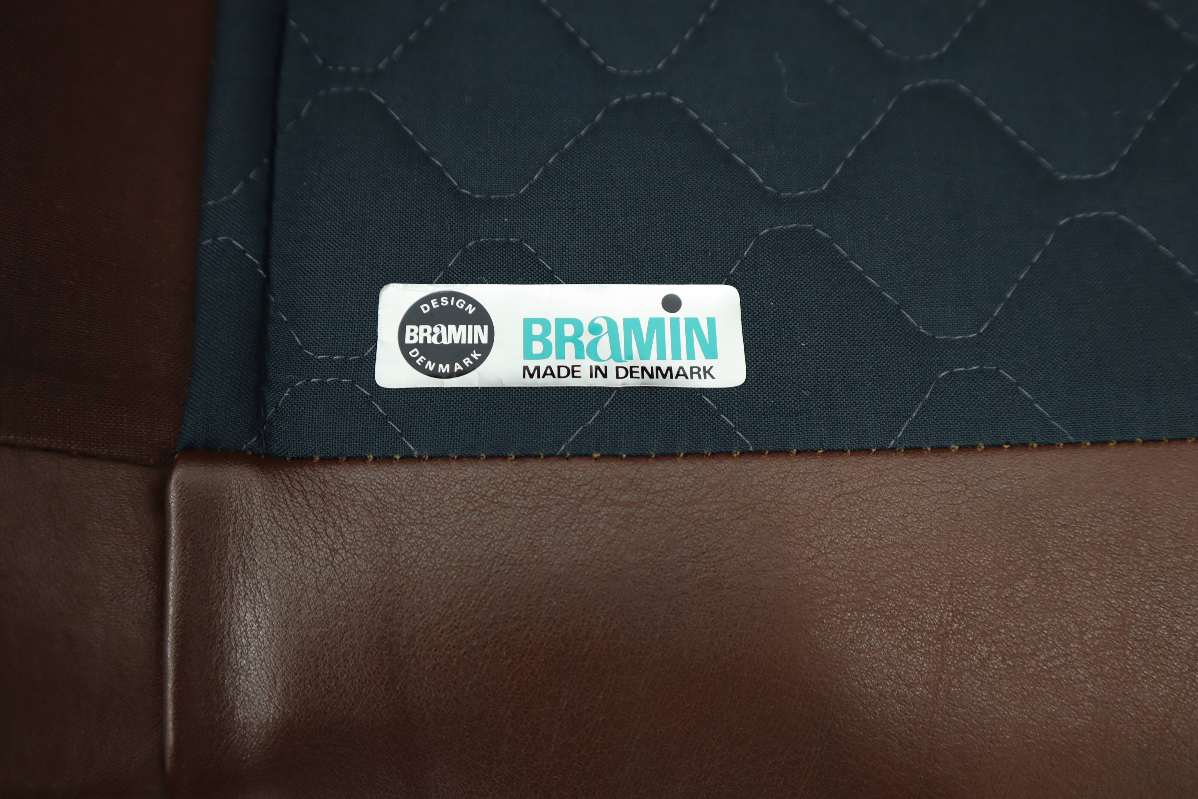 Swivel armchair and stool by h. w. klein for bramin, 1970s, set of 2