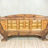 Canapé Biedermeier antique en vert avec des détails en laiton, 1860