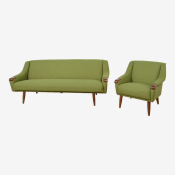 Mid-century danish sofa and armchair, 1960s, set of 2