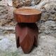 Vintage brutalist carved plant stand stool
