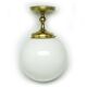 Brass and glass pendant lamp, Poland, 1950s