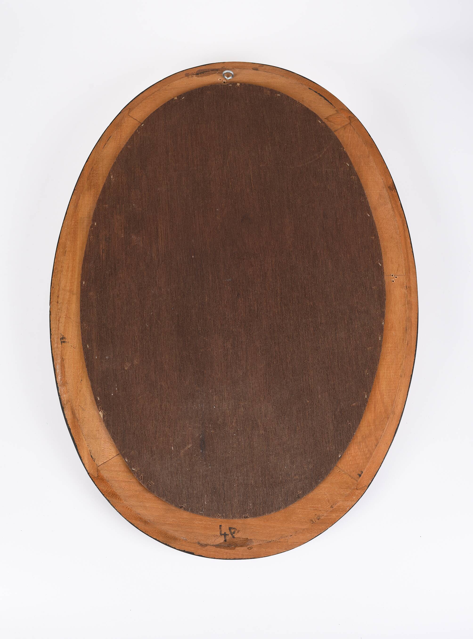 Large old oval wooden mirror