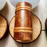 3 rattan and opaline wall lights