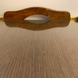 Serving tray in wood, brass and glass, 1960