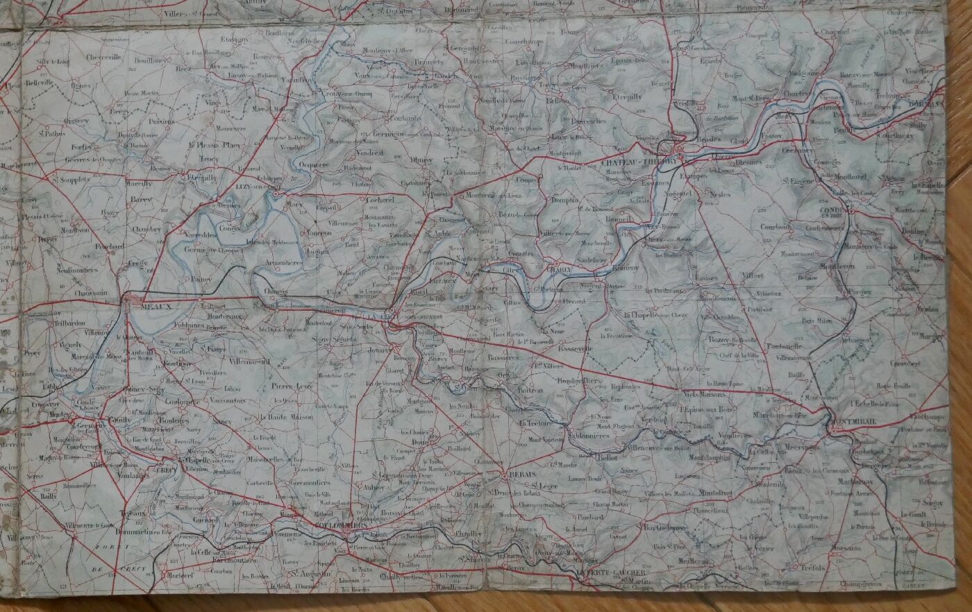 Old map of Paris, Beauvais, Soissons, Montmirail