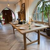 Solid wood farmhouse table with 2 extensions