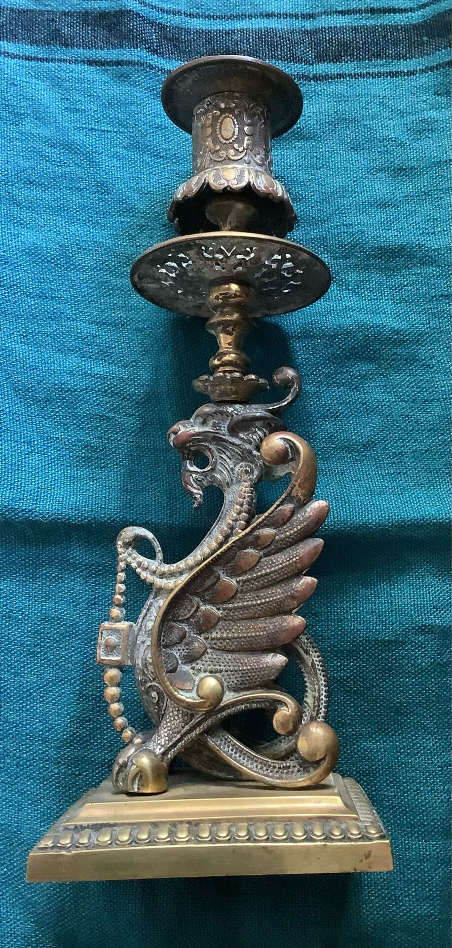 Chandelier ancien Bronze doré Dragon ailé