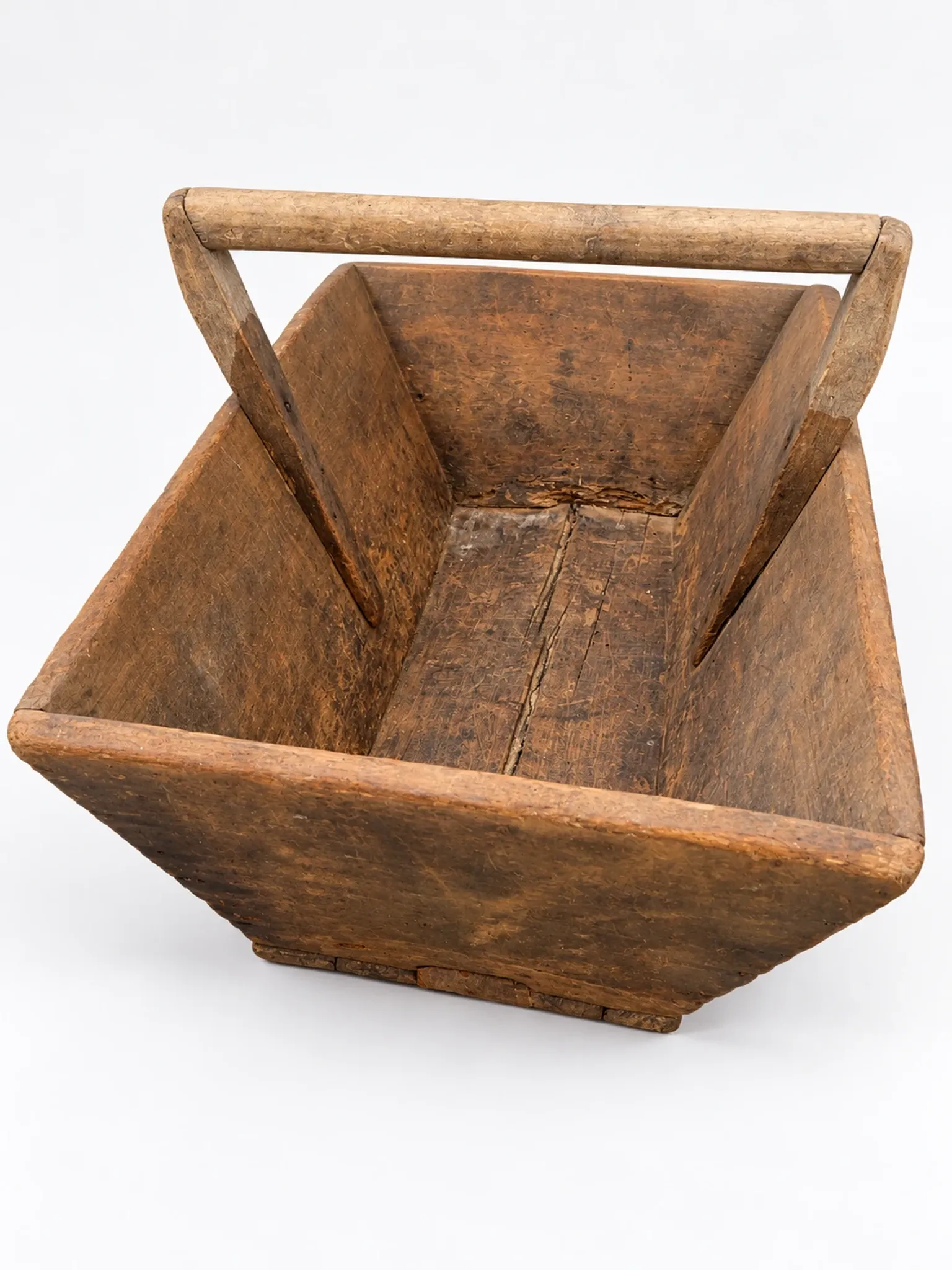 Old weathered wooden harvest basket – Folk art