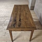 Antique rustic farmhouse table in solid oak, 19th century