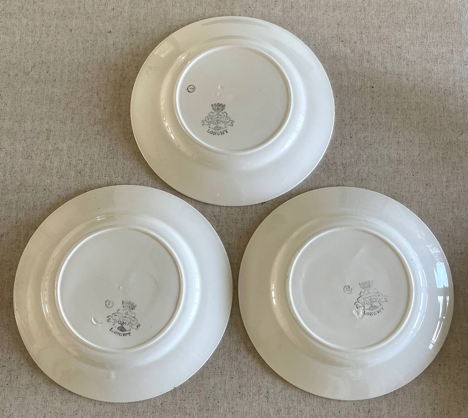 3 Longwy dessert plates.