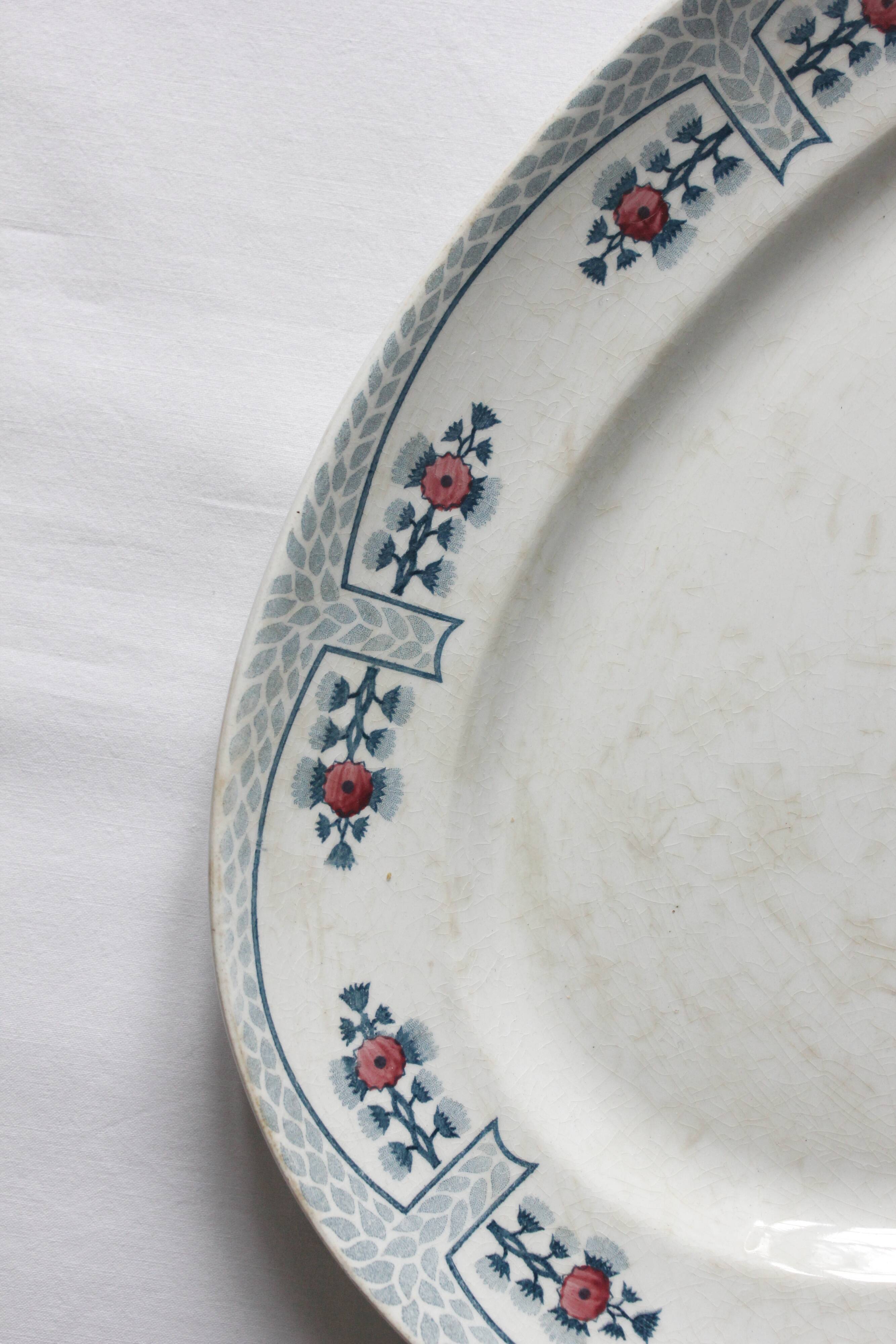 Polychrome ironstone oval dish from Creil & Montereau, "Toledo" model
