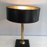 Leather and brass desk lamp