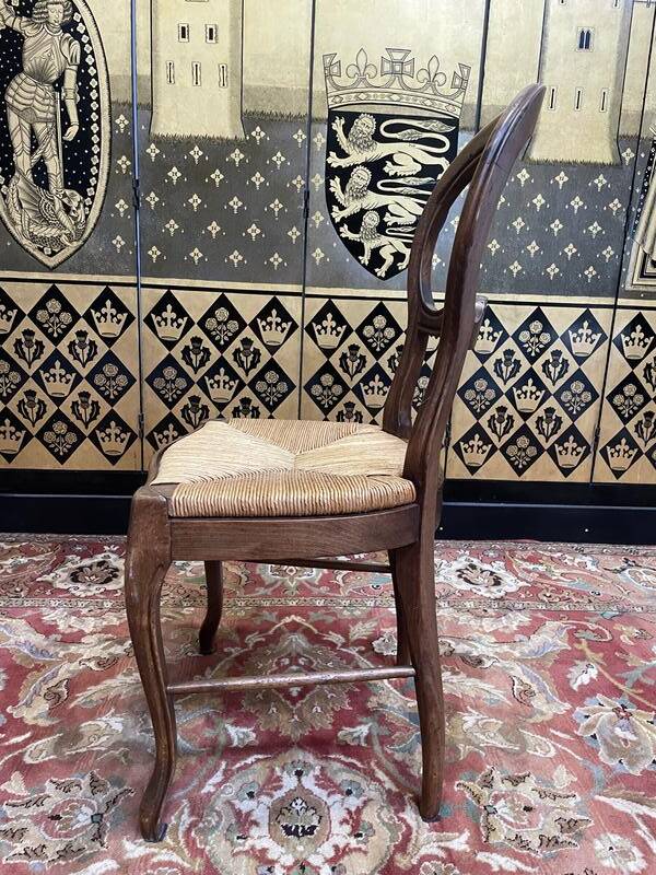 Set of 6 Louis Philippe style straw chairs