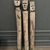 3 wooden folk art totems representing the three wise men, mid-20th century