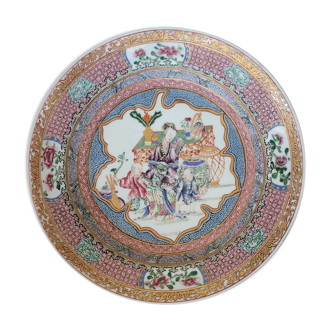Porcelain plate enamelled family pink China Qing Dynasty