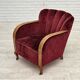 1960s, Danish armchair, cherry-red furniture velour.