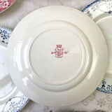 6 flat plates Terre de Fer blue red mismatched