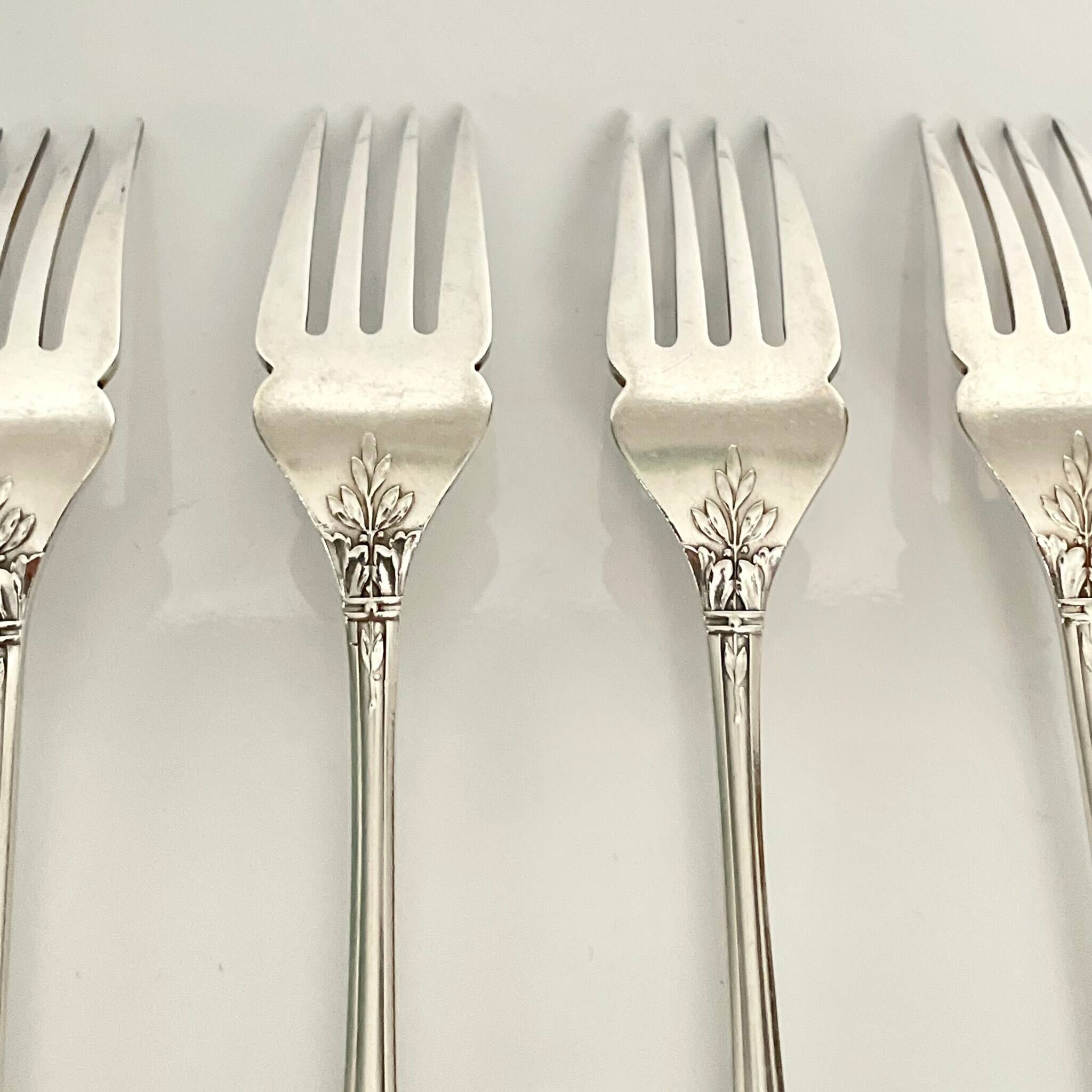 4 Marie-Antoinette Fish Forks - Christofle, Silver-Plated Metal