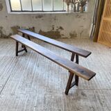 Pair of benches in walnut and solid oak 230 cm