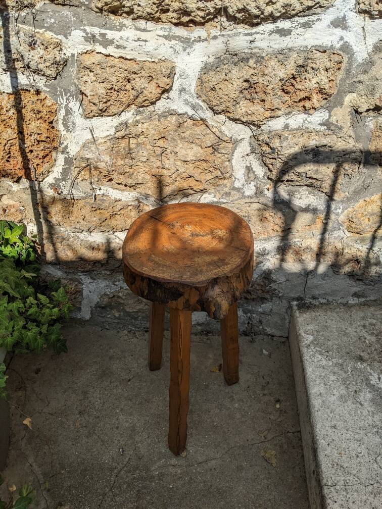 Tripod stool handmade brutalist wabi-sabi japandi slow