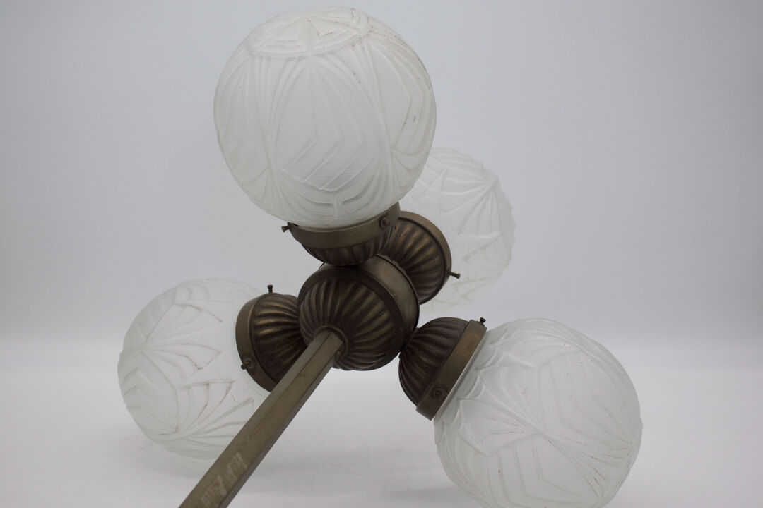 Hanging lamp four art deco globes 1930