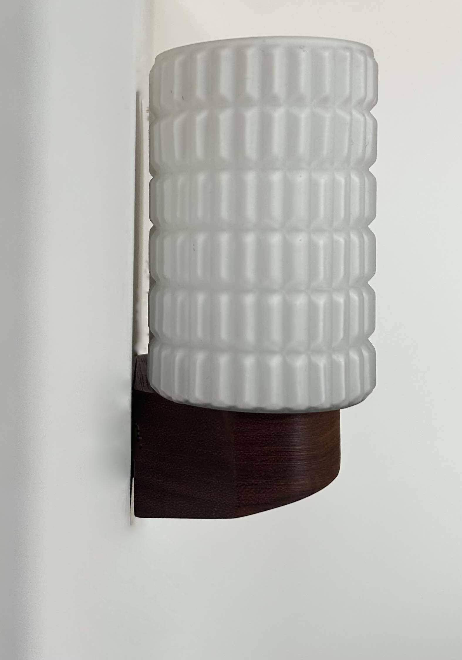 Vintage modernist teak and opaline wall lamp, Netherlands 1960s