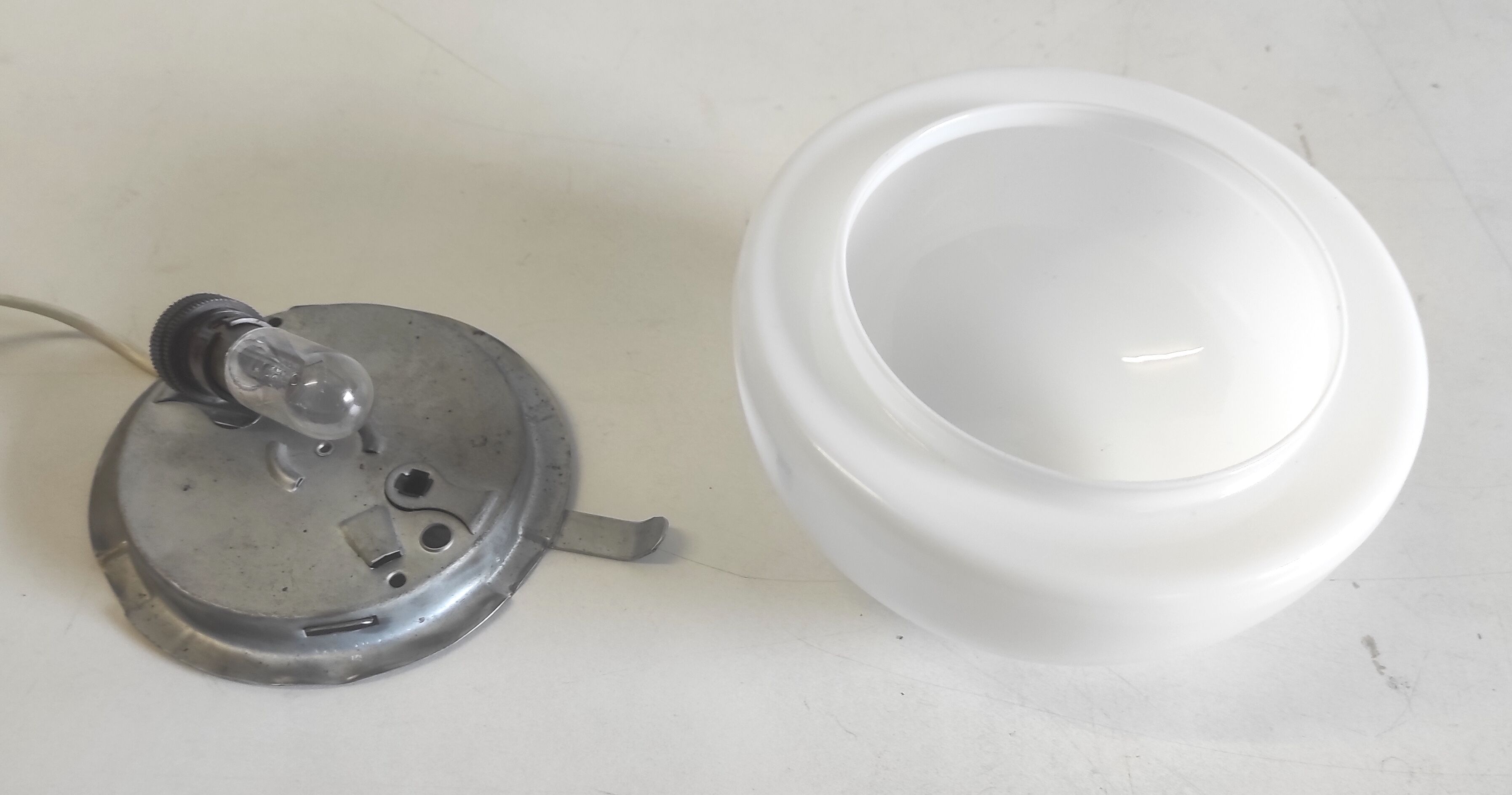 Ceiling lamp half-globe opaline, 60s/70s