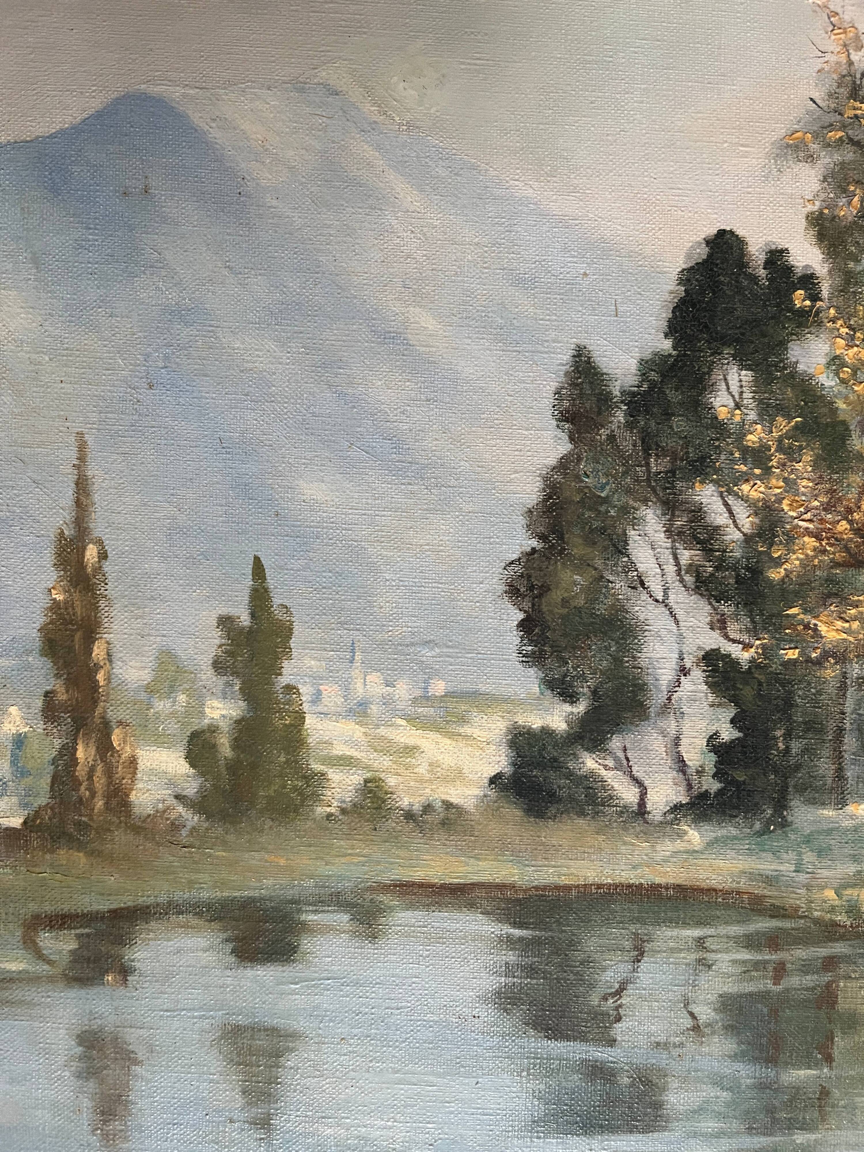 HST painting from the early 20th century "La Sorgue" (Aveyron) signed Chevalier + frame