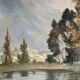 HST painting from the early 20th century "La Sorgue" (Aveyron) signed Chevalier + frame