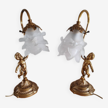 Pair of bronze lamps