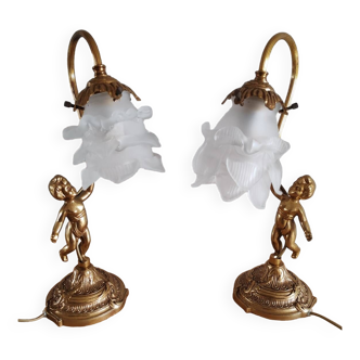 Pair of bronze lamps