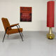 Vintage orange boucle armchair, French design from the 1950s.