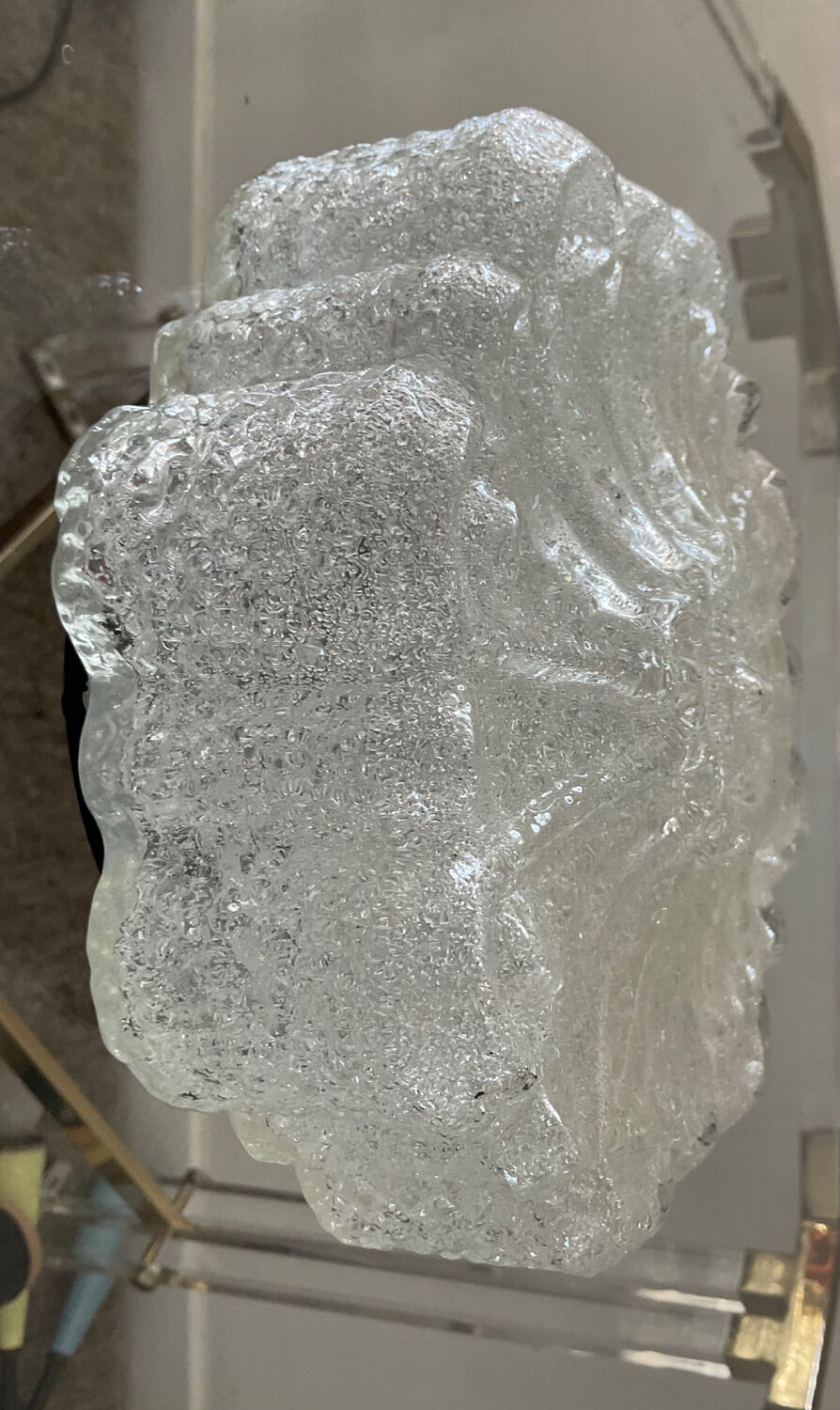 Molded glass wall lamp from the 70s