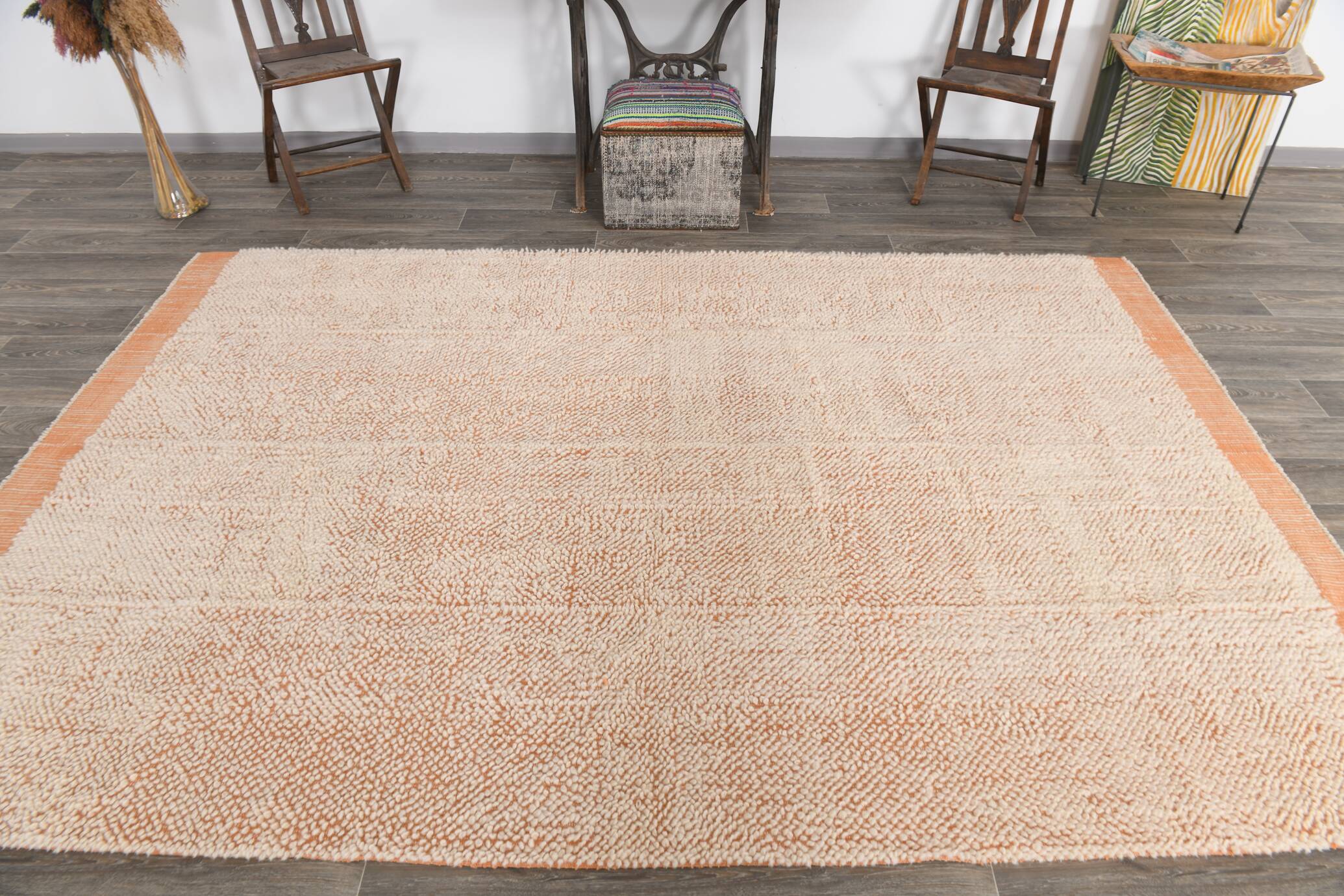 6x10 Rug For Living Room Soft Orange Vintage Rug, 200x307Cm SK 34952