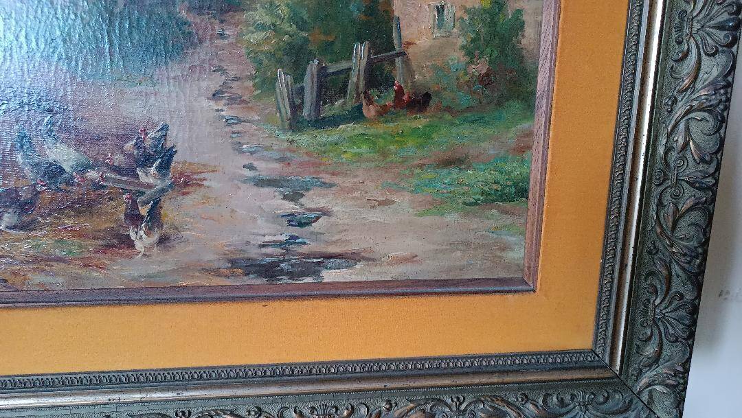 Oil painting on canvas Edmond Van Coppenolle (1846-1914) Landscape