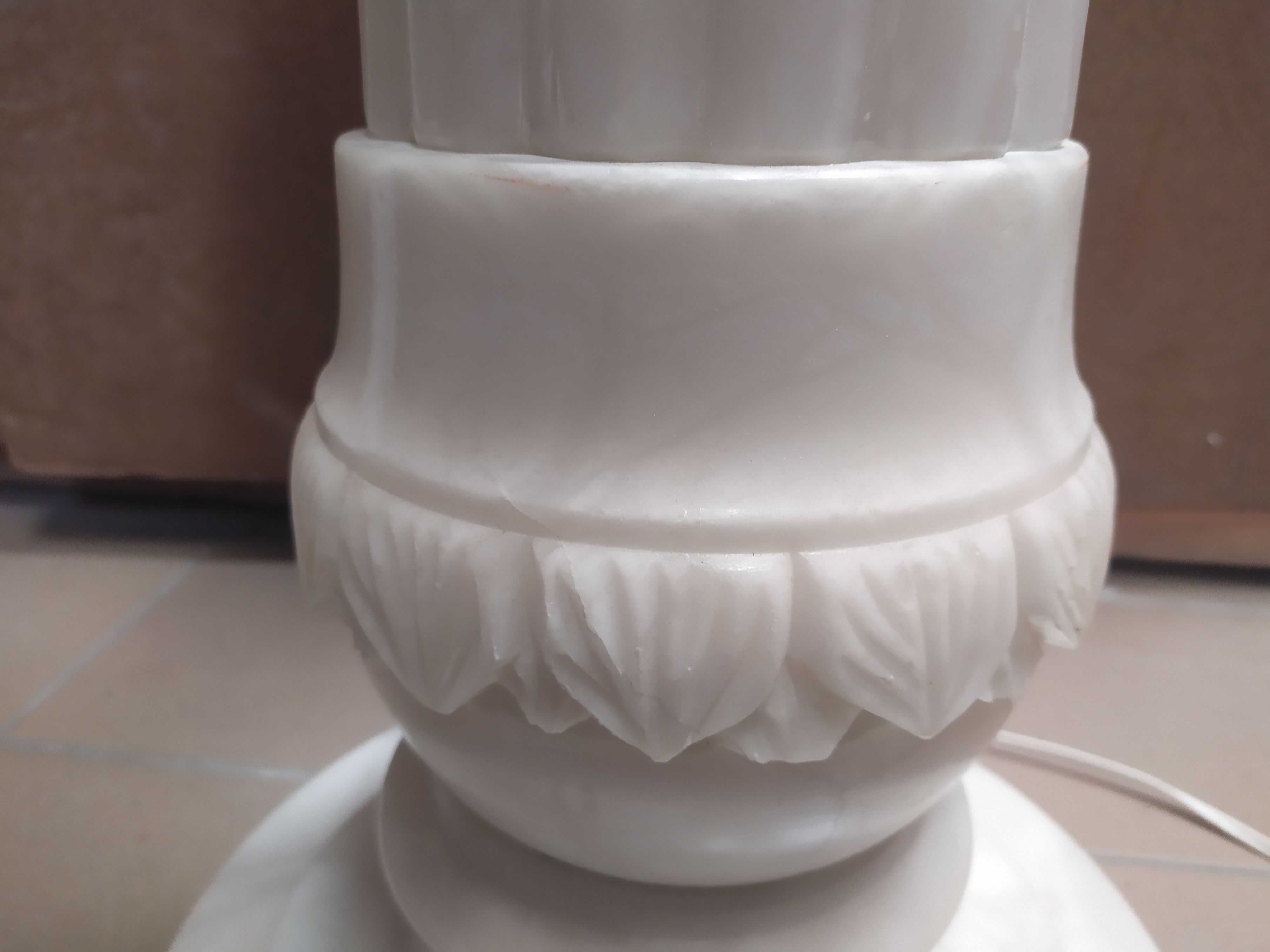 Alabaster lamp on its alabaster light column