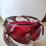 Empty pocket/Ashtray in blown Art glass, Murano. Ruby red, 1960