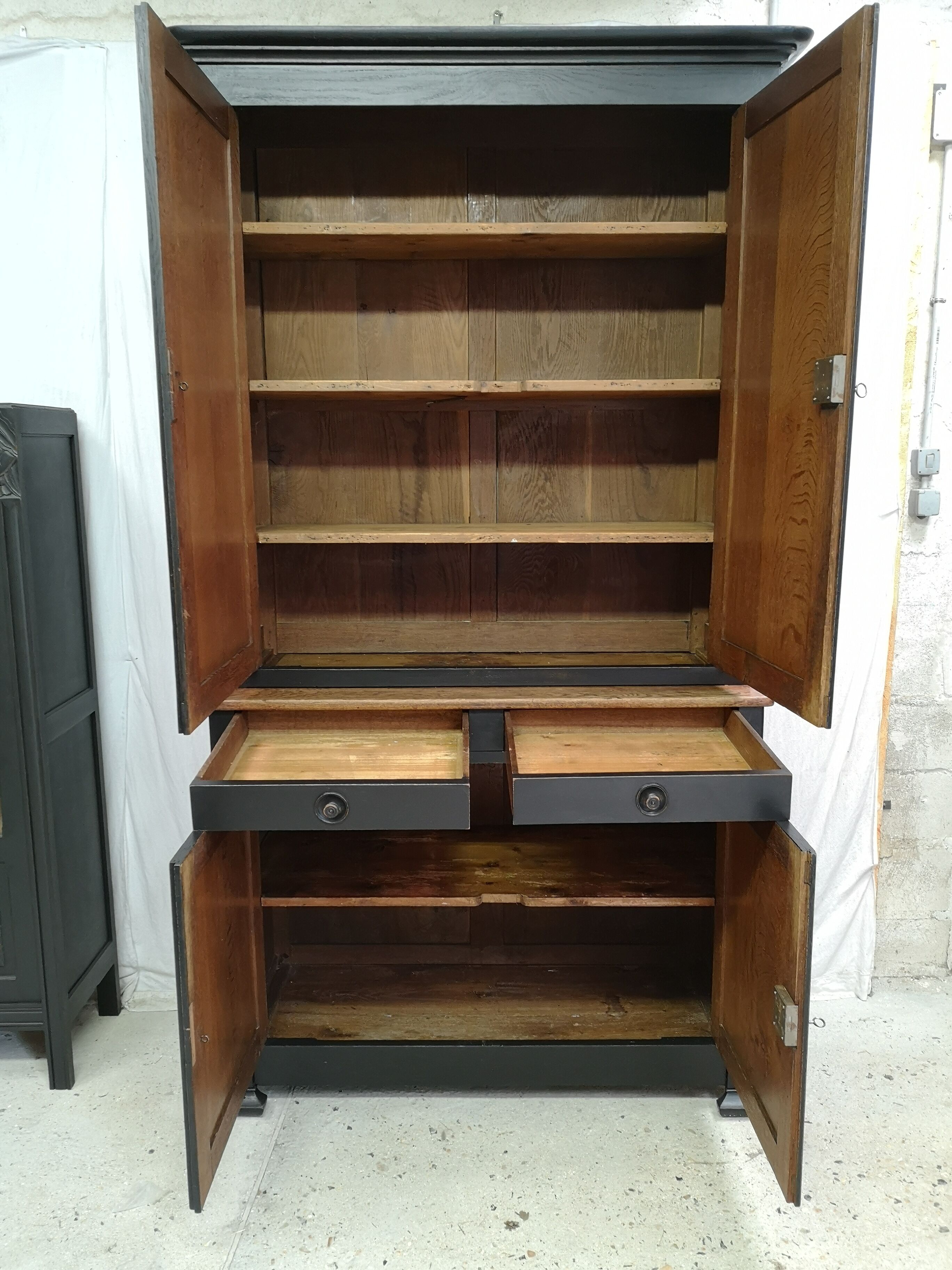 Buffet deux corps Louis-Philippe patine shabby gustavien