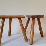 Pair of half-moon tripod stools